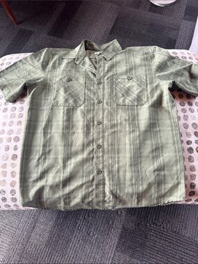 Orvis Olive Green Plaid Short-Sleeve Button-Down Shirt